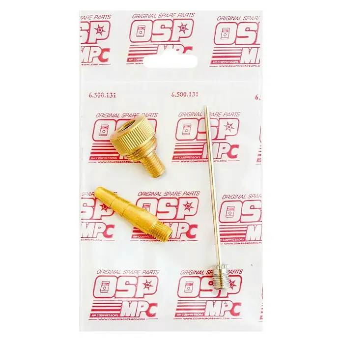 MPC Set de pinzas de fijación - Dimensión conexión: ¼″ - Repuestos para compresores de aire OSP MPC, varios repuestos dorados y plateados en su embalaje original.