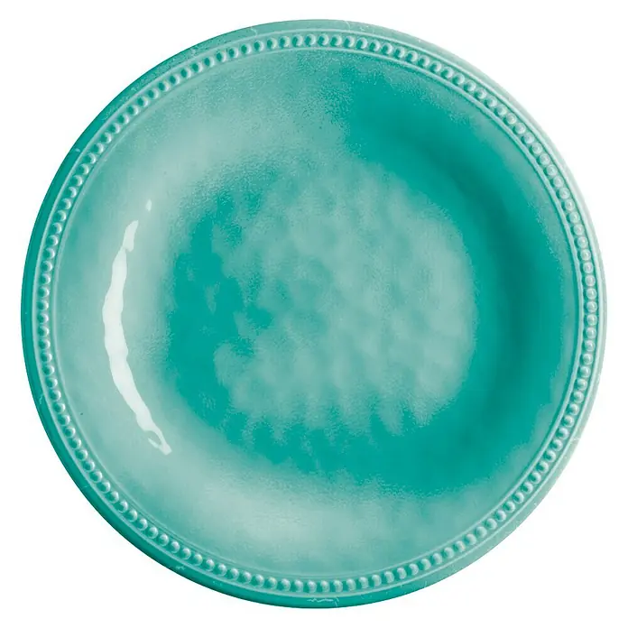 Marine Business Harmony Plato redondo Acqua - 6 ud., Diámetro: 21,5 cm, Plástico, Turquesa - Plato turquesa con borde decorativo con detalles de cuentas.