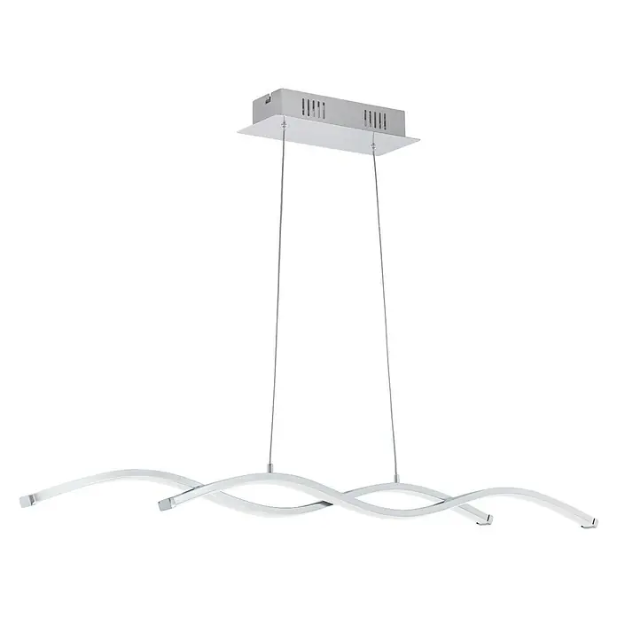 Eglo Lasana 2 Lámpara colgante LED - Altura: 120 cm, 870 lm - Elegante lámpara colgante LED con diseño ondulado. La moderna lámpara colgante plateada proporciona una iluminación elegante en la habitación.