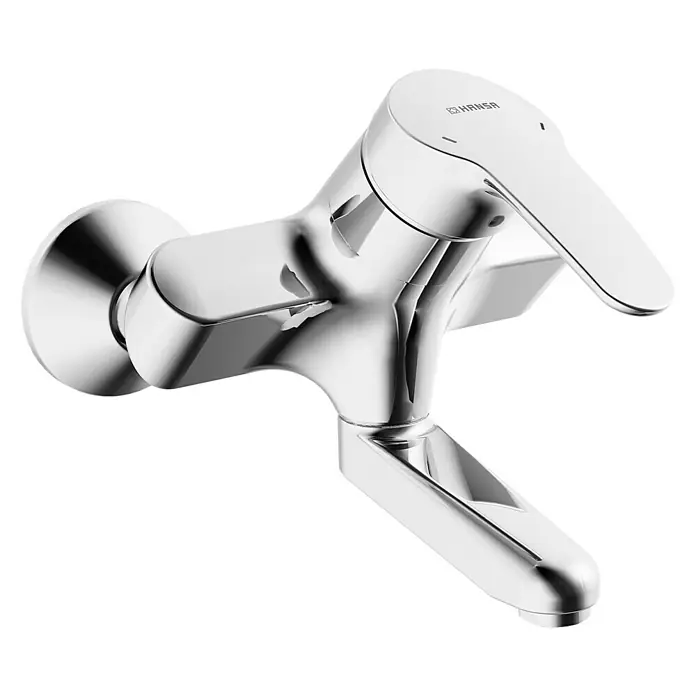 Hansa Mix Waschtischarmatur - Wandmontage, Chrom, Glänzend, Ausladung Armatur: 171 mm, Schwenkbar - Glänzende Hansa Waschtischarmatur in Chrom, ein Blickfang für jedes moderne Badezimmer. Praktisch und elegant.