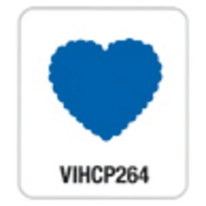 Artemio Perforadora grande Heart 2 - Corazón, 2,5 x 2,2 cm - Símbolo de corazón azul con la designación VIHCP264 sobre un fondo blanco, representando un producto médico o una organización de salud.
