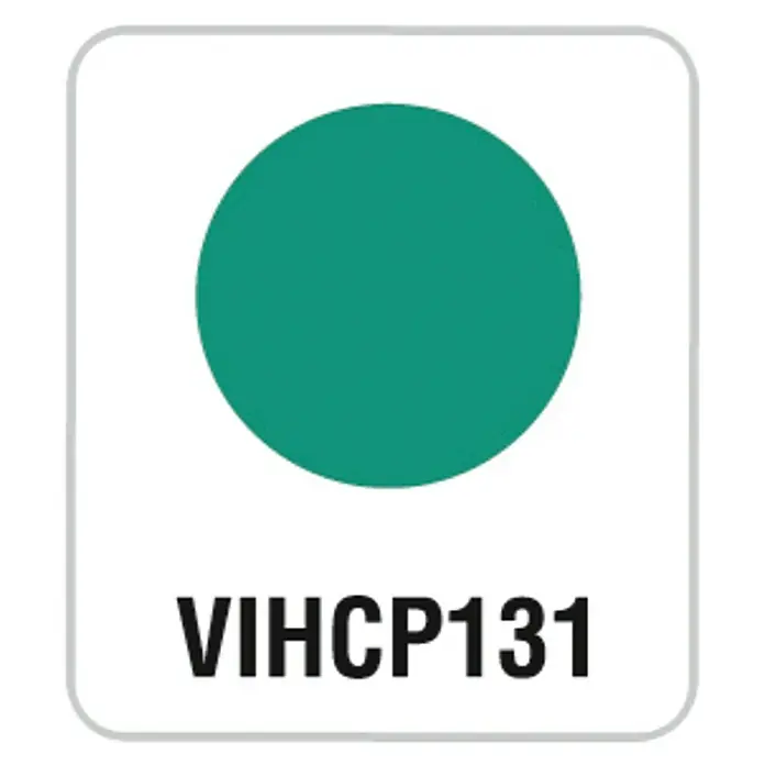 Artemio Perforadora pequeña Circle - 1,6 x 1,3 cm - Ilustración de un punto de color verde redondo en una etiqueta blanca con la designación "VIHCP131".