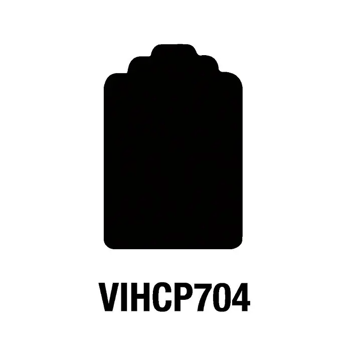 Artemio Perforadora Jumbo - Etiqueta, 7,62 x 7,6 cm - Silueta negra de batería, estilizada y moderna, con la inscripción "VIHCP704" debajo. Enfoque en diseño minimalista y líneas limpias.