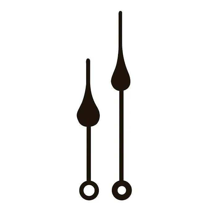 Set de agujas Gotas - Negro, 2 ud. - Manecillas de reloj negras con diseño de lágrima, ideales para proyectos de relojería DIY y reparaciones. Manecillas únicas para relojes elegantes.