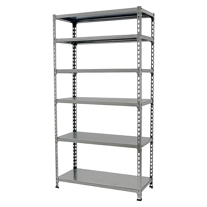 Simonrack Simonclick Estantería metálica Megaplus - Al x An x Pr: 250 x 120 x 40 cm, Capacidad de carga por balda: 180 kg, Número de baldas: 6 ud., Inserción, Gris - Estantería gris con cinco estantes, ideal para almacenamiento y organización. La estantería ofrece mucho espacio y es robusta.