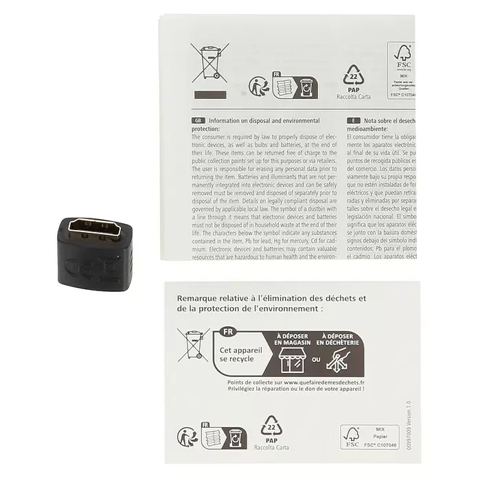 Hama HDMI-Adapter - Schwarz, HDMI-Stecker, Auflösung: 8K (7680 x 4320 Pixel) - Kleiner schwarzer Adapter, wahrscheinlich HDMI, zum Verbinden elektronischer Geräte.