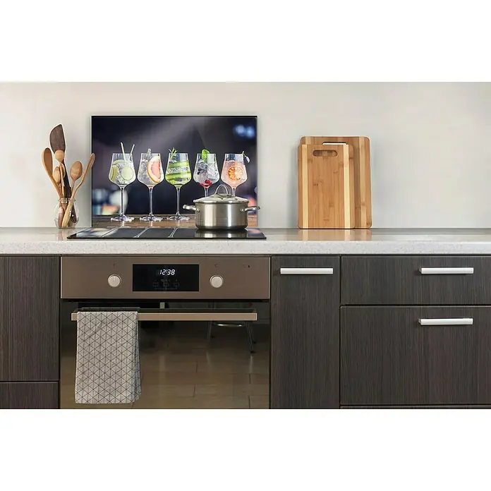 CUCINE Küchenrückwand - Fruity Gin, 60 x 40 cm, Stärke: 6 mm, Einscheibensicherheitsglas (ESG) - Küchenrückwand aus Glas mit Cocktailmotiv über dem Herd. Praktisch und dekorativ für die moderne Küche.