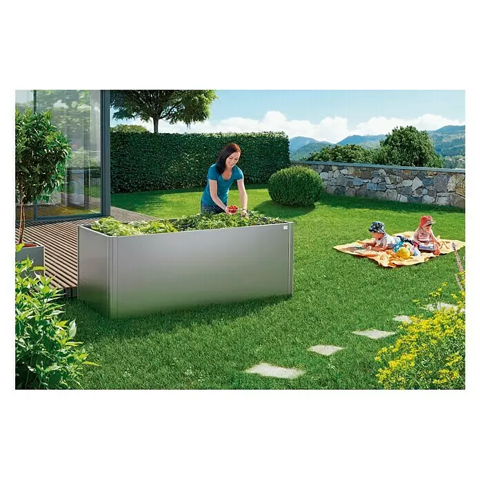 Biohort Hochbeet - 102 x 201 x 77 cm, Stahl, Quarzgrau Metallic