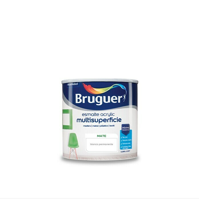 Bruguer Esmalte de color Acrylic Multisuperficie  (Blanco, 250 ml, Mate)