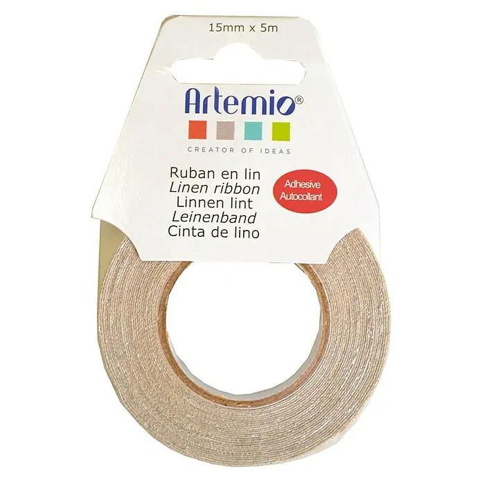 Artemio Cinta para manualidades - Lino, 15 mm x 5 m - Un rollo de cinta de lino Artemio, de 15 mm x 5 m, ideal para manualidades y decorar regalos o para adornar la decoración del hogar.