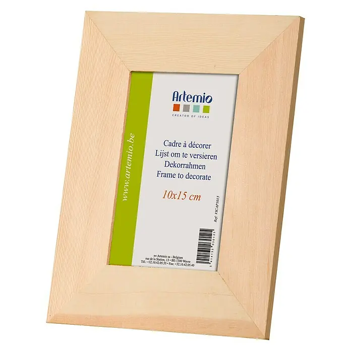Artemio Marco para fotos Plano - Marrón, 18 x 23 cm, Madera - Un marco de fotos de madera sin terminar Artemio (10x15 cm) para personalizar. Ideal para decoraciones únicas y proyectos creativos.