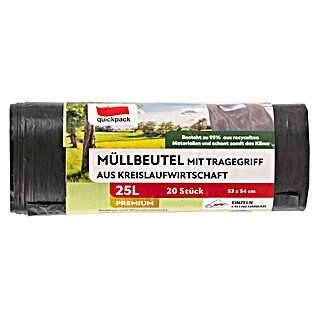 Quickpack Müllbeutel mit Tragegriff (25 l, 20 Stk., Dunkelgrau)