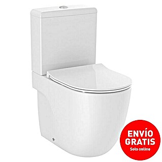 Roca Pack de WC Teras Rimless (Sin borde de descarga, Con esmalte antibacteriano, Salida dual, Blanco)