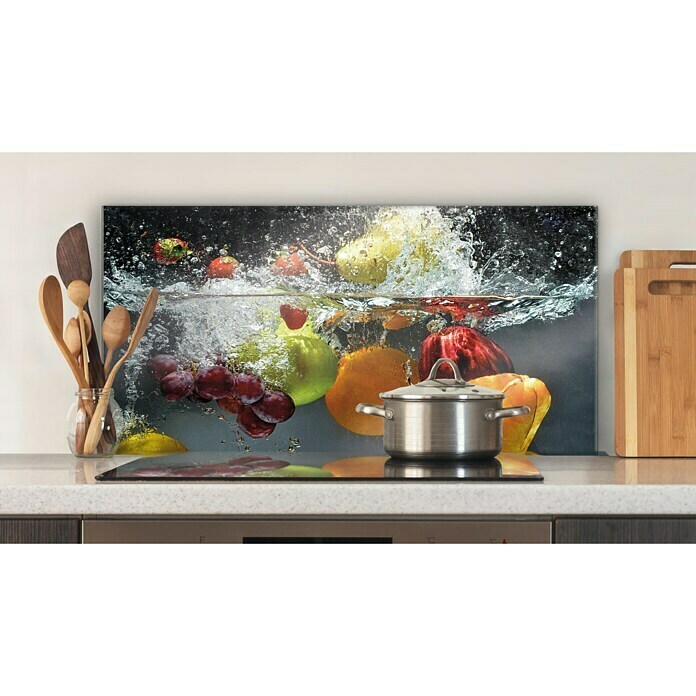 CUCINE KüchenrückwandFruit Splash, 80 x 40 cm, Stärke: 6 mm, Einscheibensicherheitsglas (ESG) Front View