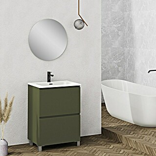 Conjunto de mueble de baño Ariel (70 cm, Verde olivo, Mate, 3 pzs.)