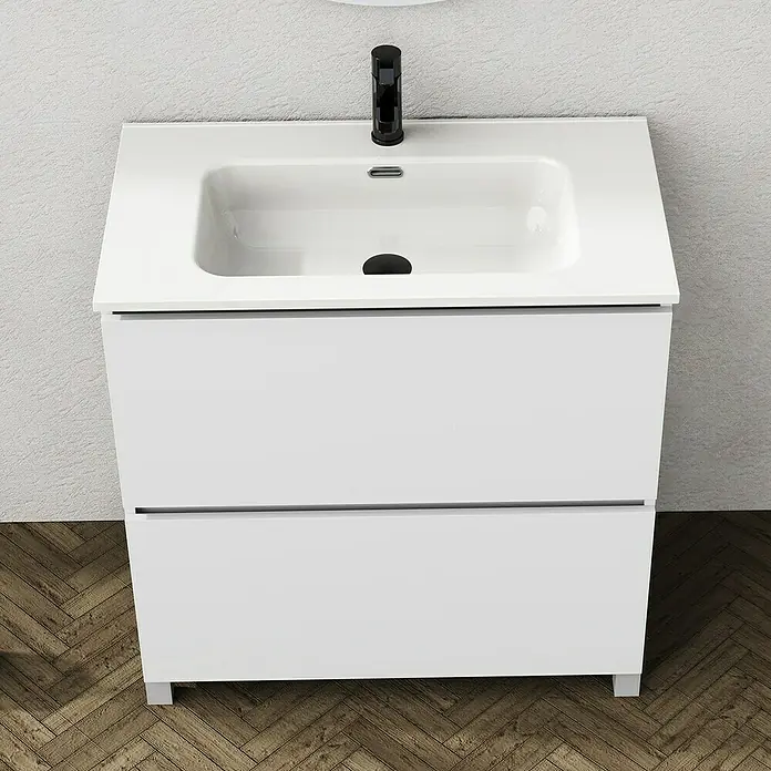 Artysan Conjunto de mueble de baño Ariel - Ancho: 80 cm, Blanco, 3 pzs. - Lavabo de baño moderno con un mueble blanco. Su diseño limpio encaja perfectamente en cualquier baño.