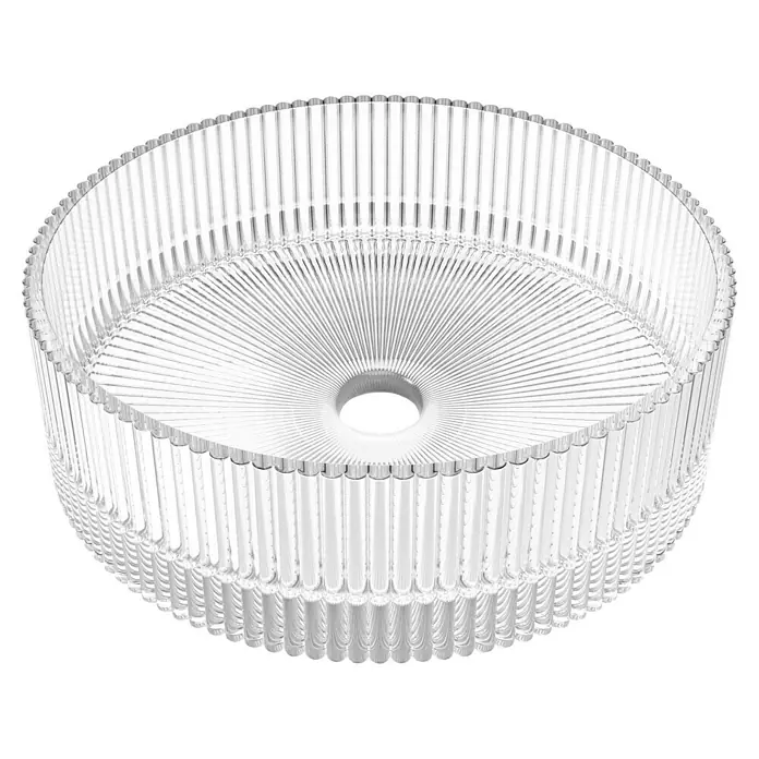 Artysan Lavabo de sobremesa Cristal - Diámetro: 36 cm, Transparente - Diseño de pantalla de lámpara de vidrio transparente con ranuras verticales y un agujero central, que ofrece una solución de iluminación elegante.