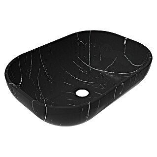 Lavabo de sobremesa Ovalo (32 x 45,5 cm, Sin desbordamiento, Mármol negro)