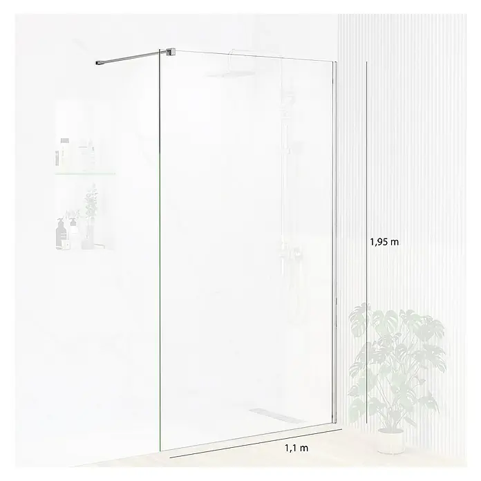 Artysan Mampara de ducha fija Horizon - An x Al: 110 x 195 cm, Cromado, Cromo - Mampara de ducha, de 1,1 m de ancho y 1,95 m de alto. El diseño moderno ofrece un complemento elegante a cualquier baño.