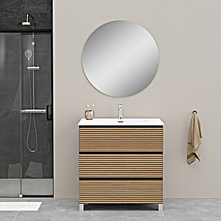 Artysan Conjunto de mueble de baño Osaka 3C (80 cm, Negro/Nogal, 3 pzs.)