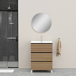 Conjunto de mueble de baño Osaka 3C (60 cm, Negro/Nogal, 3 pzs.)