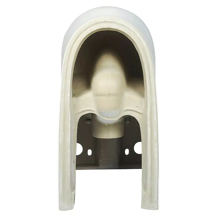 Artysan Pack de WC Inter 1 - Sin borde de descarga, Salida dual, Blanco - Vista interior de un lavabo de cerámica beige claro, que enfatiza una estética moderna y sencilla.