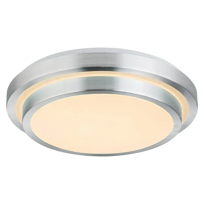 Lavida LED-Deckenleuchte rund Viano - 24 W, Ø x H: 410 mm x 10,5 cm, Weiß, Kaltweiß - Runde LED-Deckenleuchte mit gebürstetem Silberrahmen und warmweißem Licht für eine angenehme Atmosphäre.