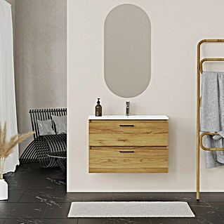 Conjunto de mueble de baño Palma 2C (80 cm, Roble, Efecto madera, 3 pzs.)