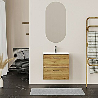 Conjunto de mueble de baño Palma 2C (60 cm, Roble, Efecto madera, 3 pzs.)