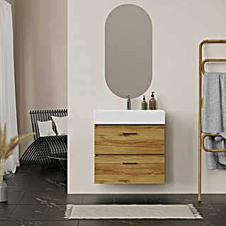 Conjunto de mueble de baño Palma 2C (70 cm, Roble, Efecto madera, 3 pzs.)