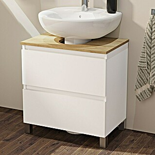 Mueble de lavabo Viki (L x An x Al: 39,1 x 60 x 64,1 cm, Blanco/Nature, Efecto madera)