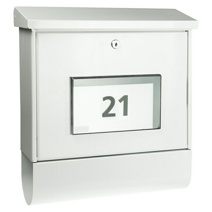 Burg-Wächter Briefkasten-Set Malaga  (L x B x H: 115 x 377 x 420 mm, Verzinktes Stahlblech, Weiß, Format Einwurf: DIN C4, 332 x 31 mm)
