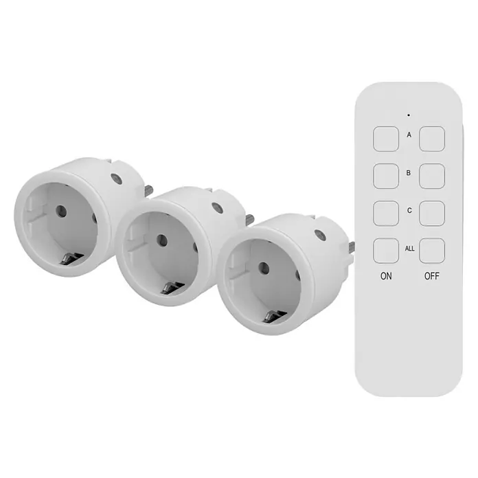 Produktbild von Kabellose Fernbedienungs-Steckdose – 3er Set EU-Stecker, 110-250V, 10A, 433 MHz – Lichtschalter & Gerätesteuerung