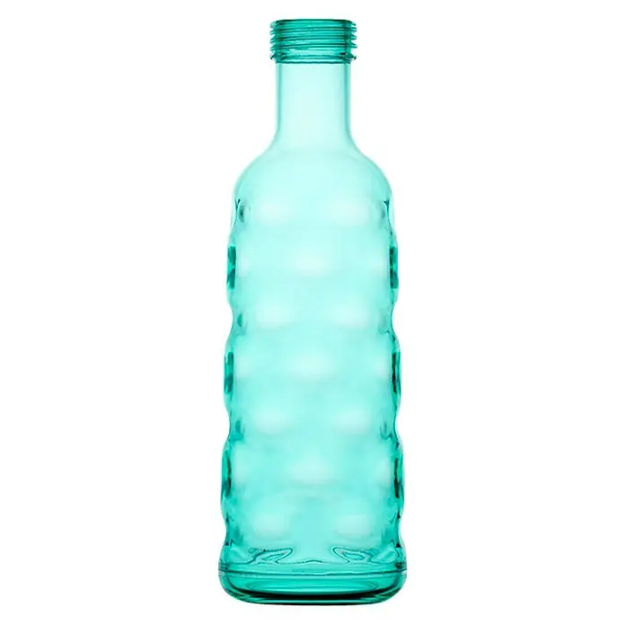 Marine Business Moon Botella - Plástico, 1,2 l, Azul Acqua - Una botella de vidrio turquesa con un diseño ondulado, ideal para fines decorativos o para almacenar líquidos, agregando elegancia.