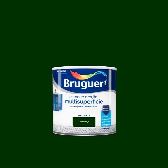 Bruguer Esmalte de color Acrylic multisuperficie (Verde mayo, 250 ml, Brillante)