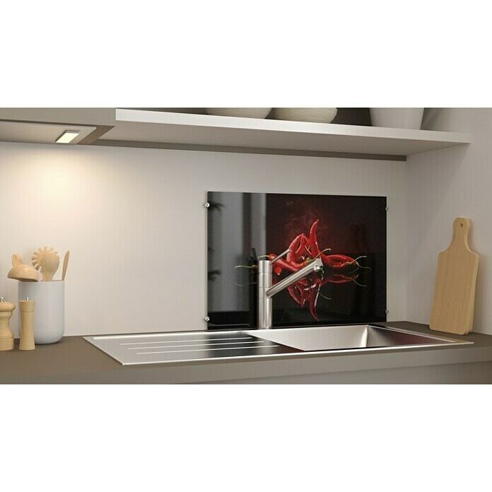 CUCINE Küchenrückwand (Hot Chili, 60 x 40 cm, Stärke: 6 mm, Einscheibensicherheitsglas (ESG))