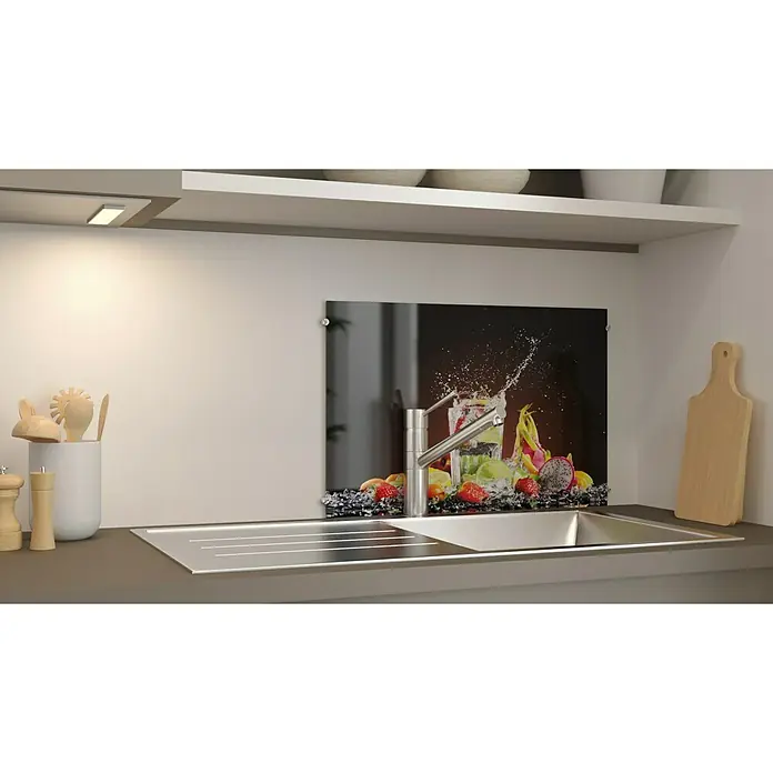 CUCINE Küchenrückwand - Cocktail Splash, 60 x 40 cm, Stärke: 6 mm, Einscheibensicherheitsglas (ESG) - Die Küchenrückwand mit einem fruchtigen Motiv verwandelt Ihre Küche in eine lebendige Oase. Das Glasbild schützt vor Spritzern und ist leicht zu reinigen.