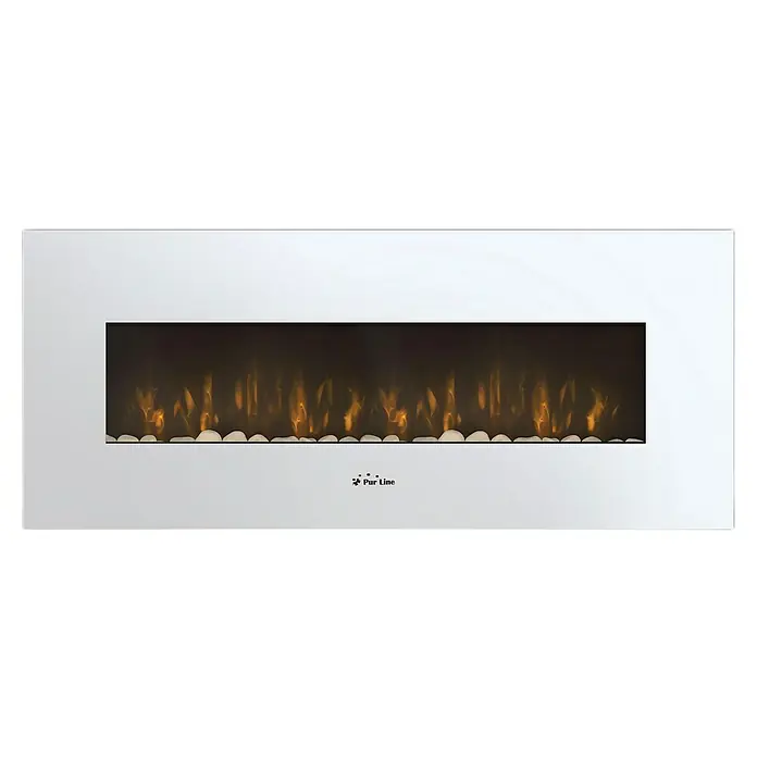 Purline Chimenea eléctrica CHE-505 - Blanco, 2.000 W, 11 x 140 x 56 cm - Elegante chimenea eléctrica Purline blanca que aporta calidez a cualquier espacio. Su diseño moderno se integra en cualquier sala de estar.