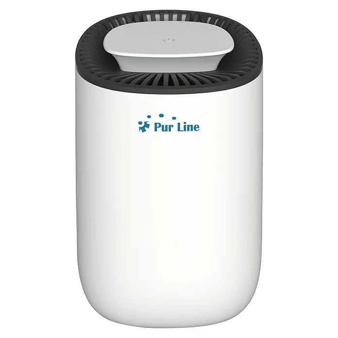 Purline Deshumidificador eléctrico Dryos 1 - 23 W, L x An x Al: 14,6 x 14,6 x 22,5 cm, Blanco - Imagen de un purificador de aire Pur Line en blanco con un diseño elegante, ideal para el aire limpio en cualquier habitación.