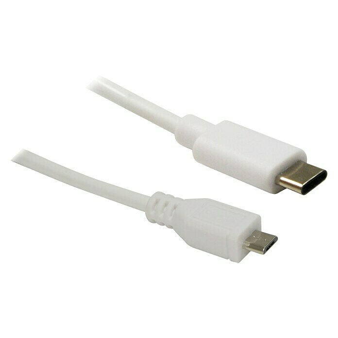 Metronic Cable USB (Largo: 1 m, Clavija USB C, clavija USB Micro B, Blanco)