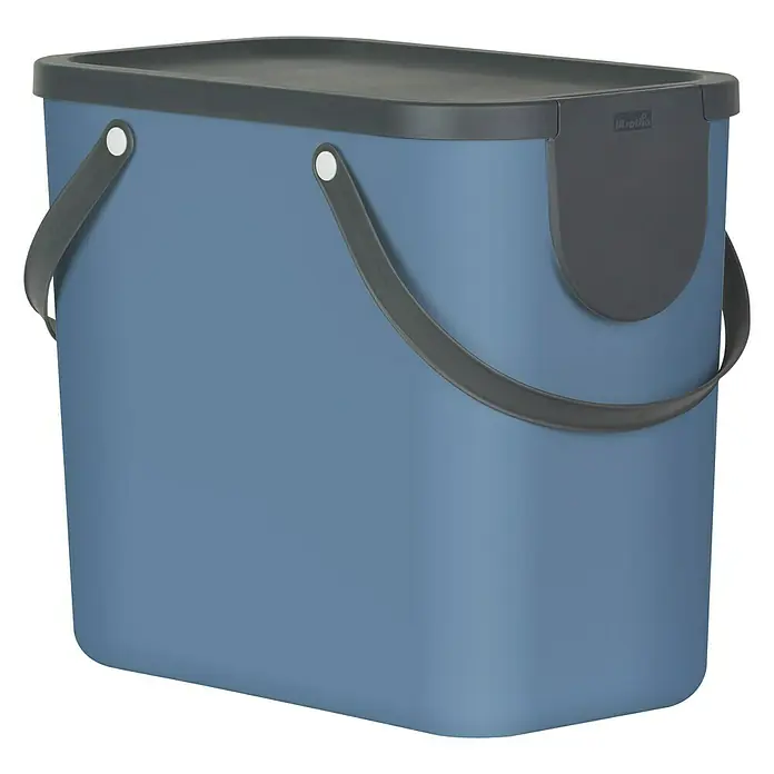Rotho Albula Mülltrennsystem - 25 l, Kunststoff, Horizont Blau - Blauer Mülleimer mit grauem Deckel und Griffen. Praktisch für Küche oder Büro, stilvolles Design für die Abfallentsorgung.