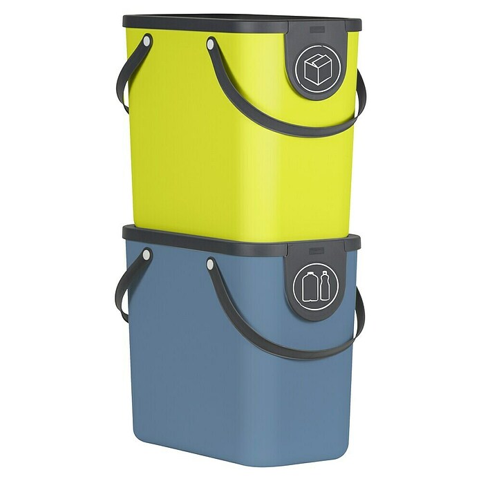 Rotho Mülltrennsystem (25 l, Lime, Eckig, Kunststoff)