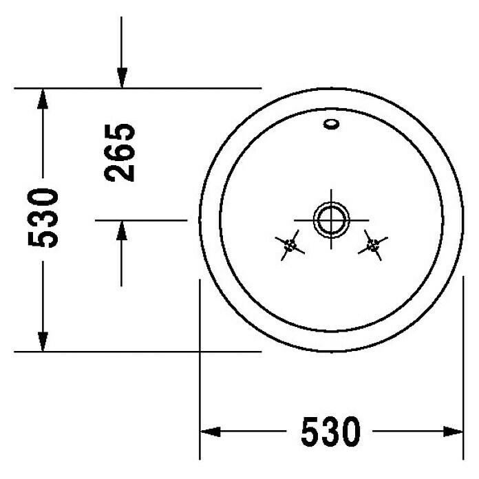 Duravit Starck 1 Waschschale Typ 1Durchmesser: 53 cm, Mit schmutzabweisender Glasur, Hahnloch: Ohne, Mit Überlauf, Weiß Unknown