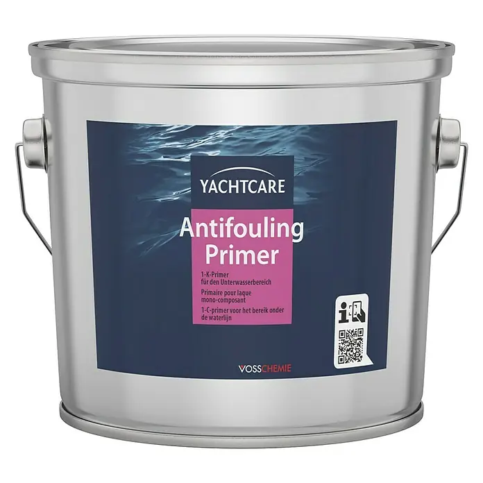 Yachtcare Primer Antifouling - Grau, Matt, 2,5 l - Silberner Eimer mit Yachtcare Antifouling Primer für den Unterwasserbereich.