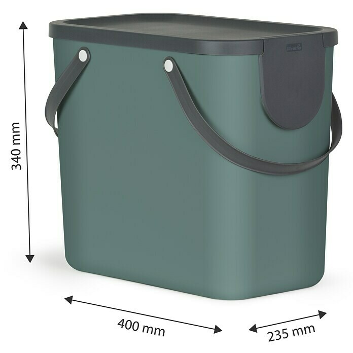 Rotho Sistema de separación de residuos Albula (25 l, Verde muérdago, Cuadrado, Plástico)
