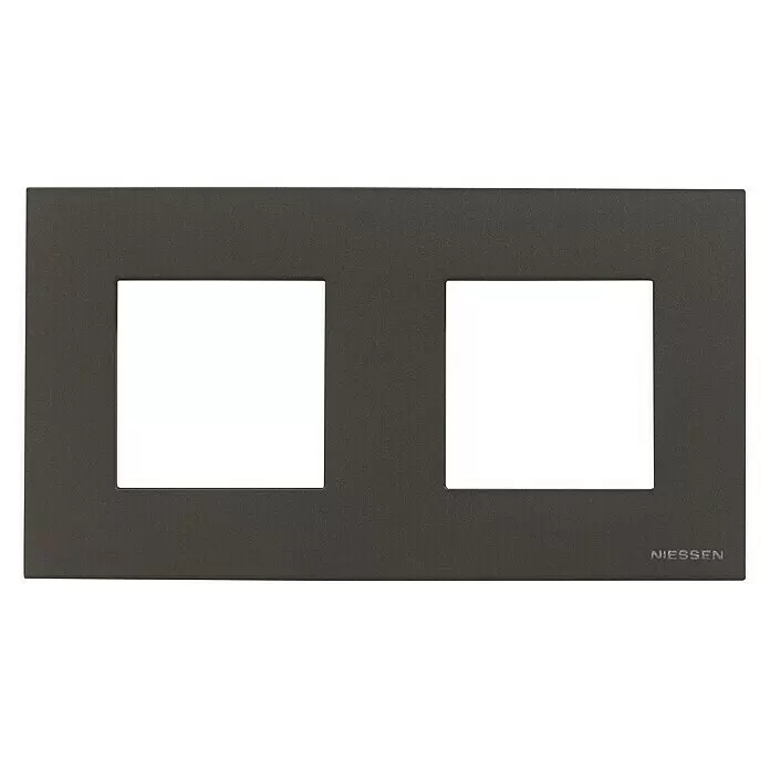 Niessen Zenit Marco - Wengué, Modelo de mecanismos: x 2, Plástico - Placa embellecedora gris oscuro con dos aberturas cuadradas. Marca Niessen.