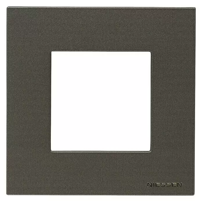 Niessen Zenit Marco - Antracita, Modelo de mecanismos: x 1, Plástico - Placa de cubierta cuadrada texturizada antracita con abertura central y logo NIESSEN.