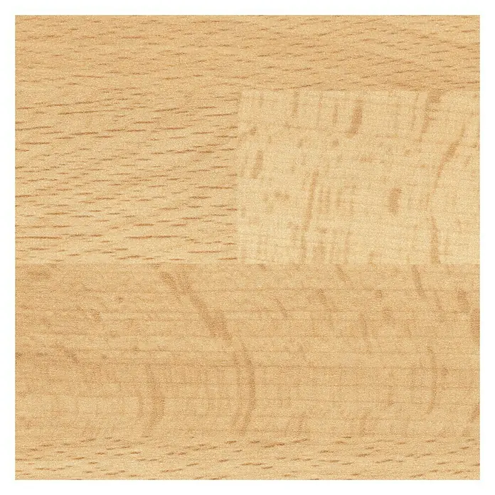 Resopal Basic Küchenarbeitsplatte nach Maß - Beech Board, Stärke: 3,8 cm, Breite: 90 cm - Nahaufnahme einer hellbraunen Holzoberfläche mit leichter Maserung und unterschiedlichen Farbtönen, die eine warme, natürliche Textur erzeugt.