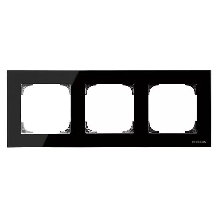 Niessen Sky Marco - Cristal negro, Modelo de mecanismos: x 3, Plástico - Marco triple negro brillante para interruptores o enchufes eléctricos.
