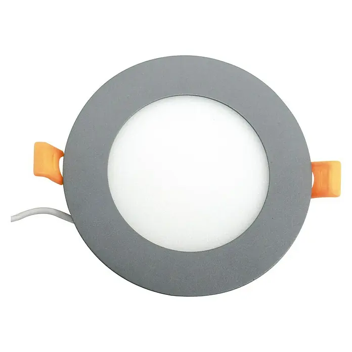 Alverlamp Downlight empotrable LED redondo Aluminio - 6 W, Ø x Al: 12 x 2 cm, Aluminio, Blanco neutro - Lámpara de techo LED empotrable gris con forma redonda y clips de retención naranjas para una fácil instalación. Ideal para interiores modernos.